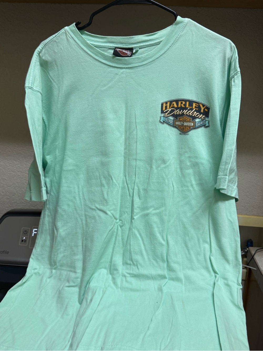 Harley-Davidson Mint Green Logo T-Shirt with Orange Accents